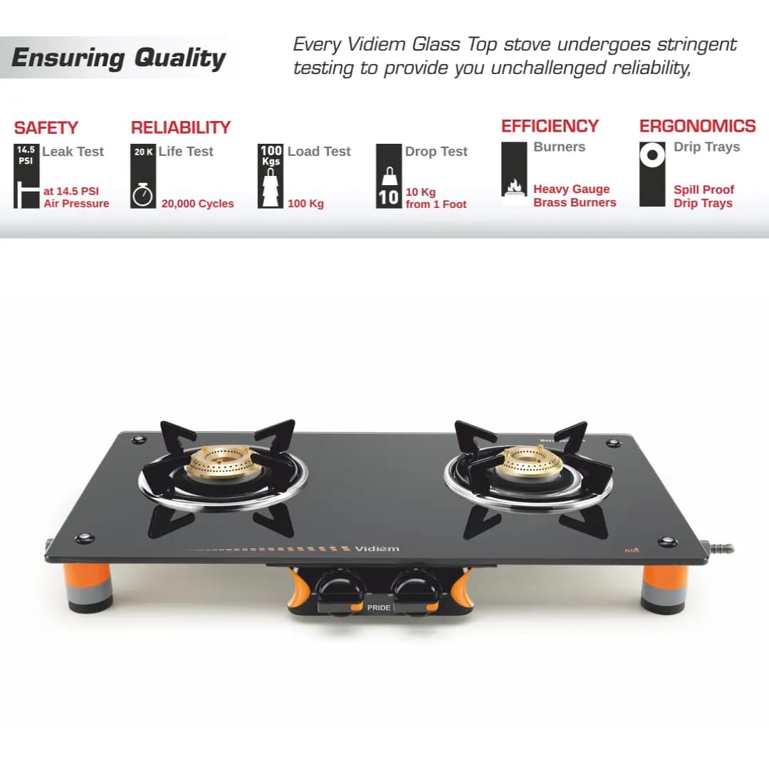 Vidiem Air Pride ‎Glass Top 2B Black - Gas Stove