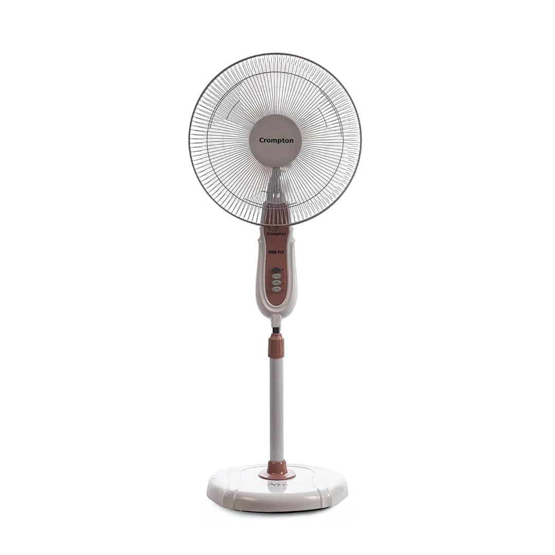 Crompton High Flo Neo (400 MM) White With Coffee Brown Pedestal Fan