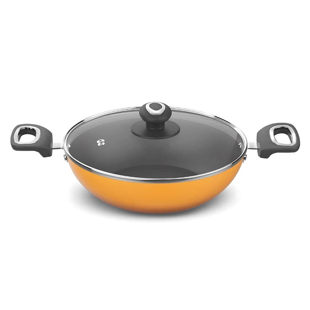 Preethi Dura Non Stick Kadai 26 CM ( Yellow - Kadai )