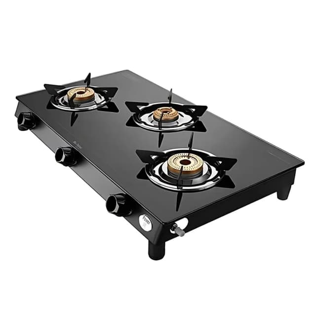 Preethi Sparkle Power Duo Glass Top 3B Black -Gas Stove