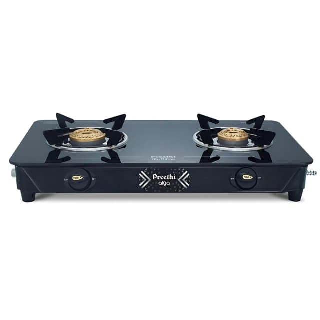 Preethi Alya Glass Top 2B Black - Gas Stove