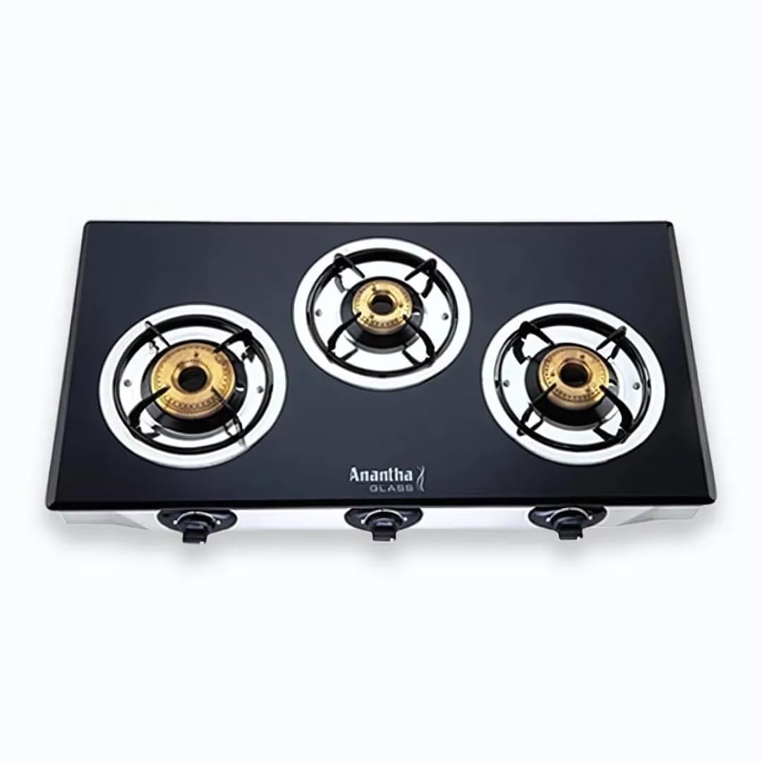 Anantha Nano Glass Top 3B Black - Gas Stove