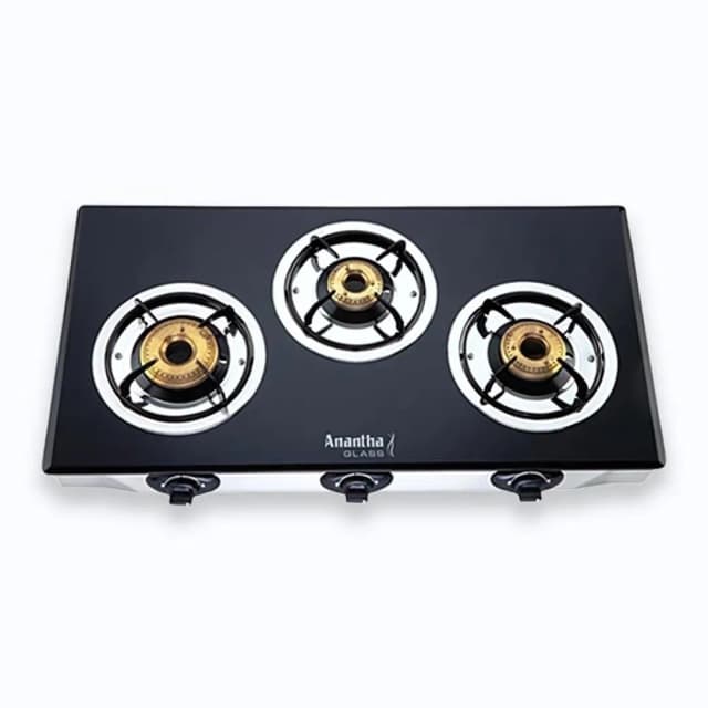 Anantha Nano Glass Top 3B Black - Gas Stove