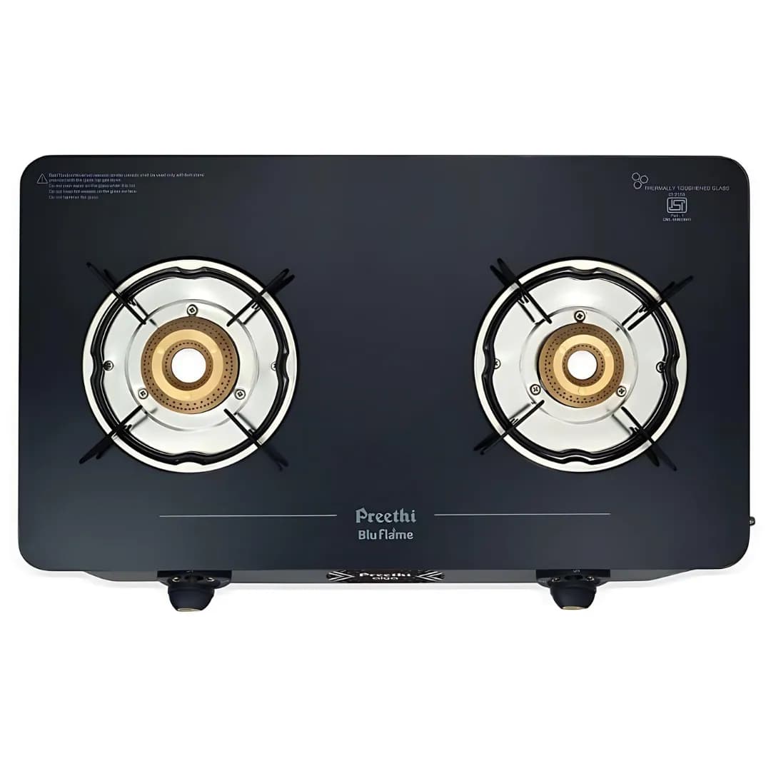 Preethi Alya Glass Top 2B Black - Gas Stove