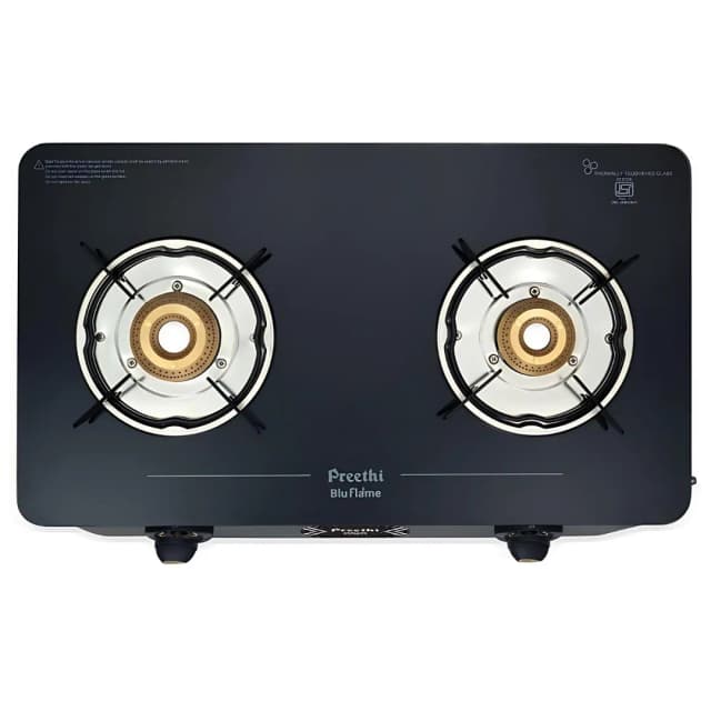 Preethi Alya Glass Top 2B Black - Gas Stove