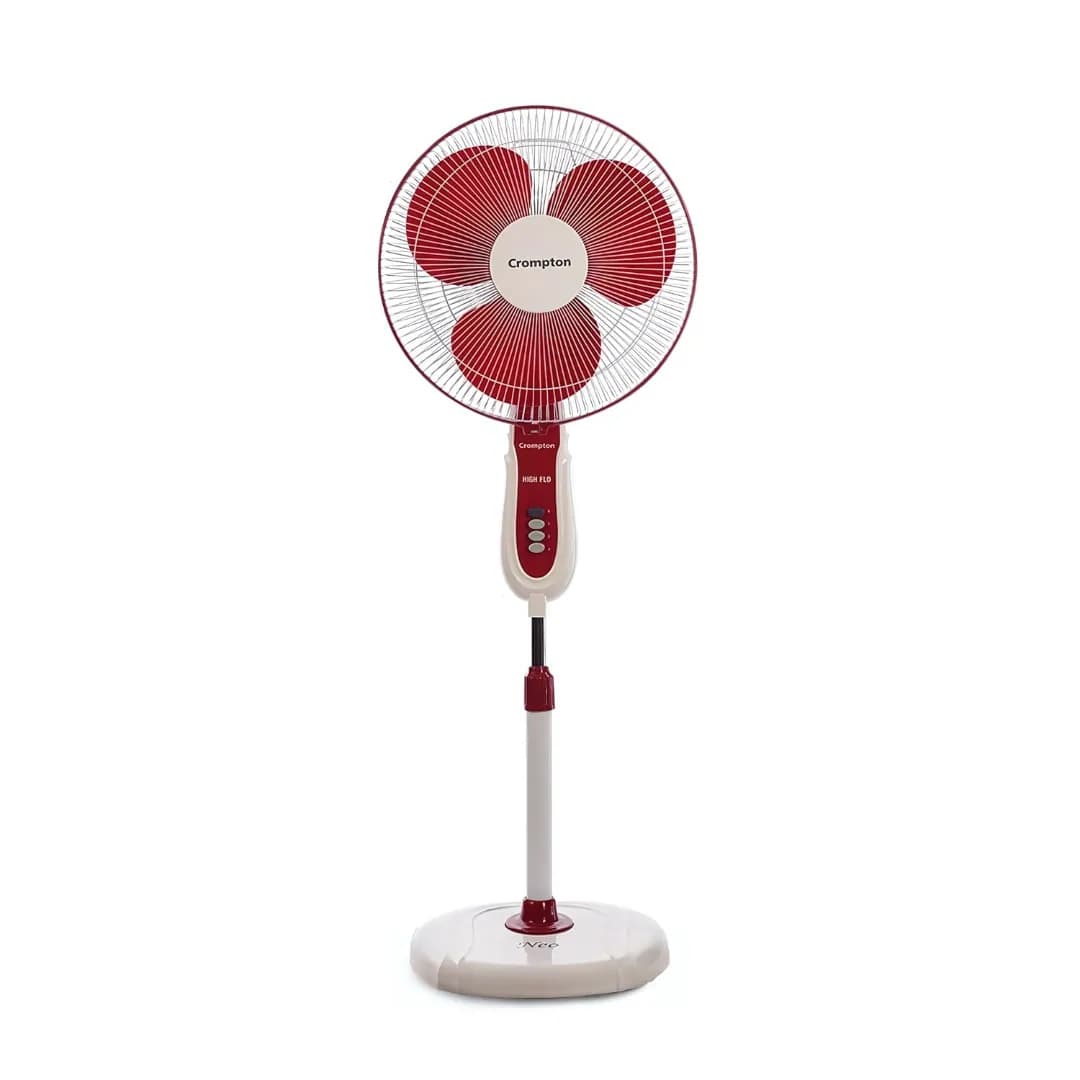 Crompton High Flo Neo (400 MM) White With Red Pedestal Fan