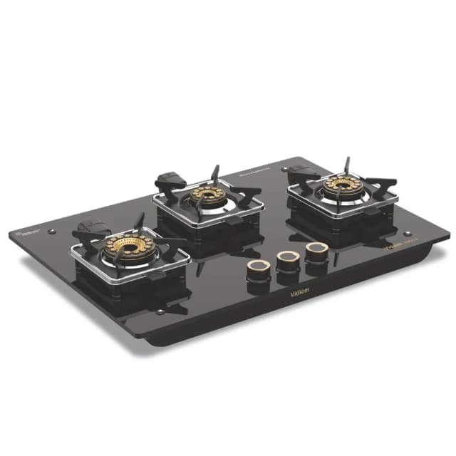 Vidiem Vogue Glass Top 3B Black - Gas Stove