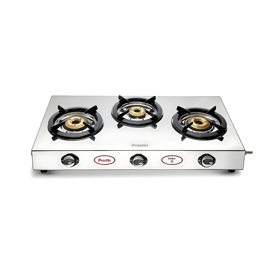 Preethi Ember Stainless Steel 3B Silver - Gas Stove