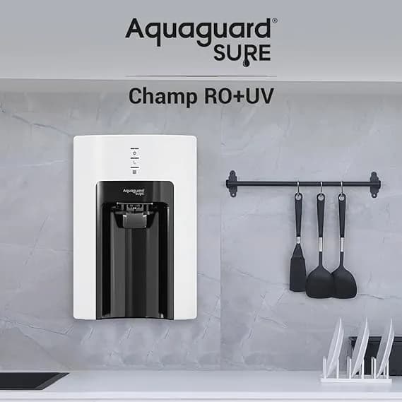 Aqua Sure Aquaguard Champ RO | UV Water Purifier Black And White 6 Ltr