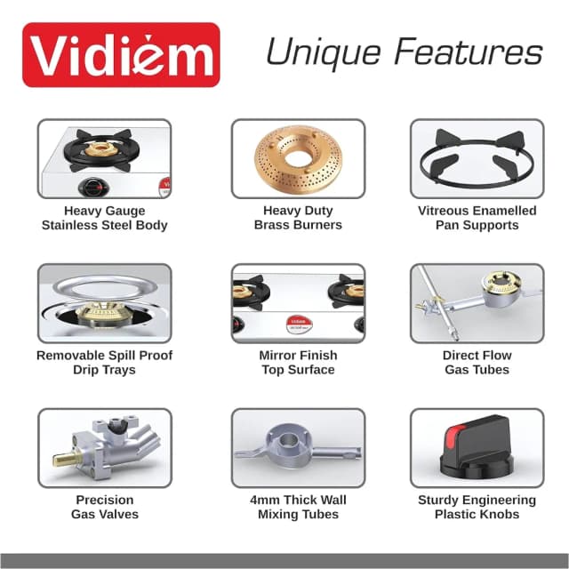 Vidiem Vector Nero Jumbo Stainless Steel 2B Silver - Gas Stove