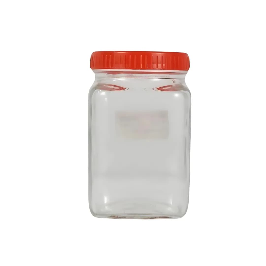 Glass Storage Container With Plastic Red Lid 300ml