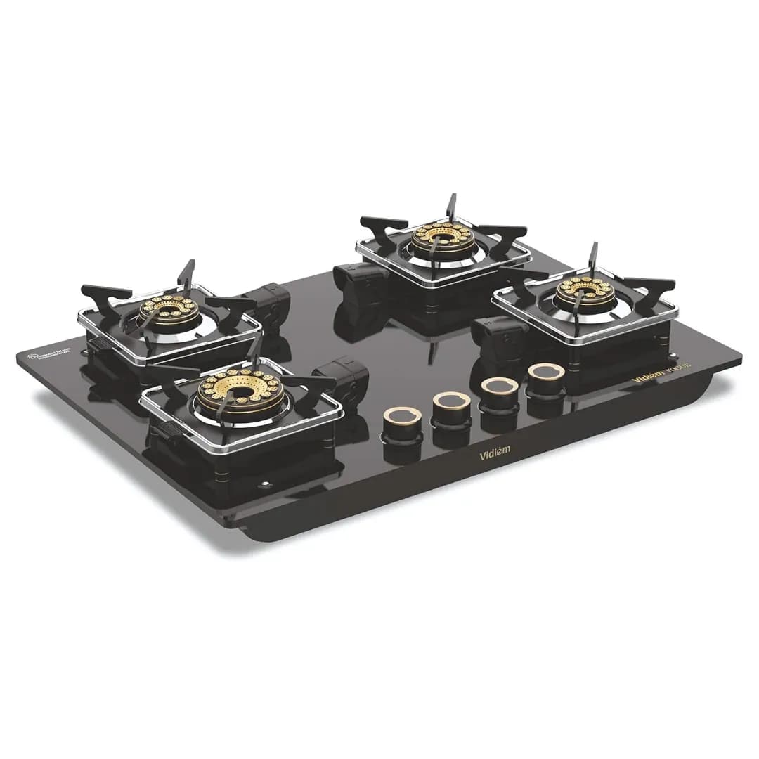 Vidiem Vogue Glass Top 4B Black - Gas Stove