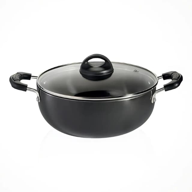 Premier Hard Anodized Trendy Black Deep Kadai With Glass Lid 22 CM