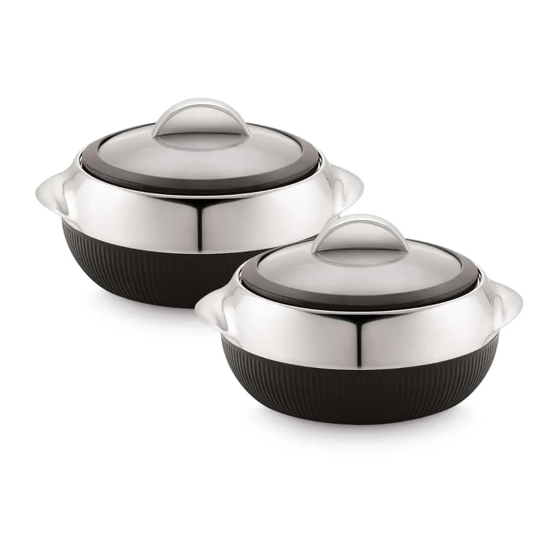 Cello Linea Insulated Casserole Hot Box 1100 ML Black (Set Of 2 Combo)