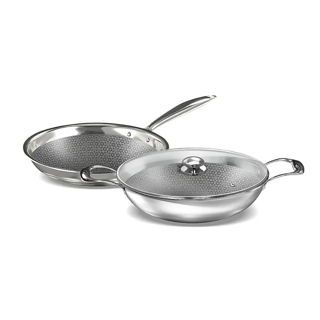 ‎Preethi Diva Triply Stainless Steel Combo Collection Set With API Technology ( 26 Cm Kadai, 26 Cm Fry Pan )