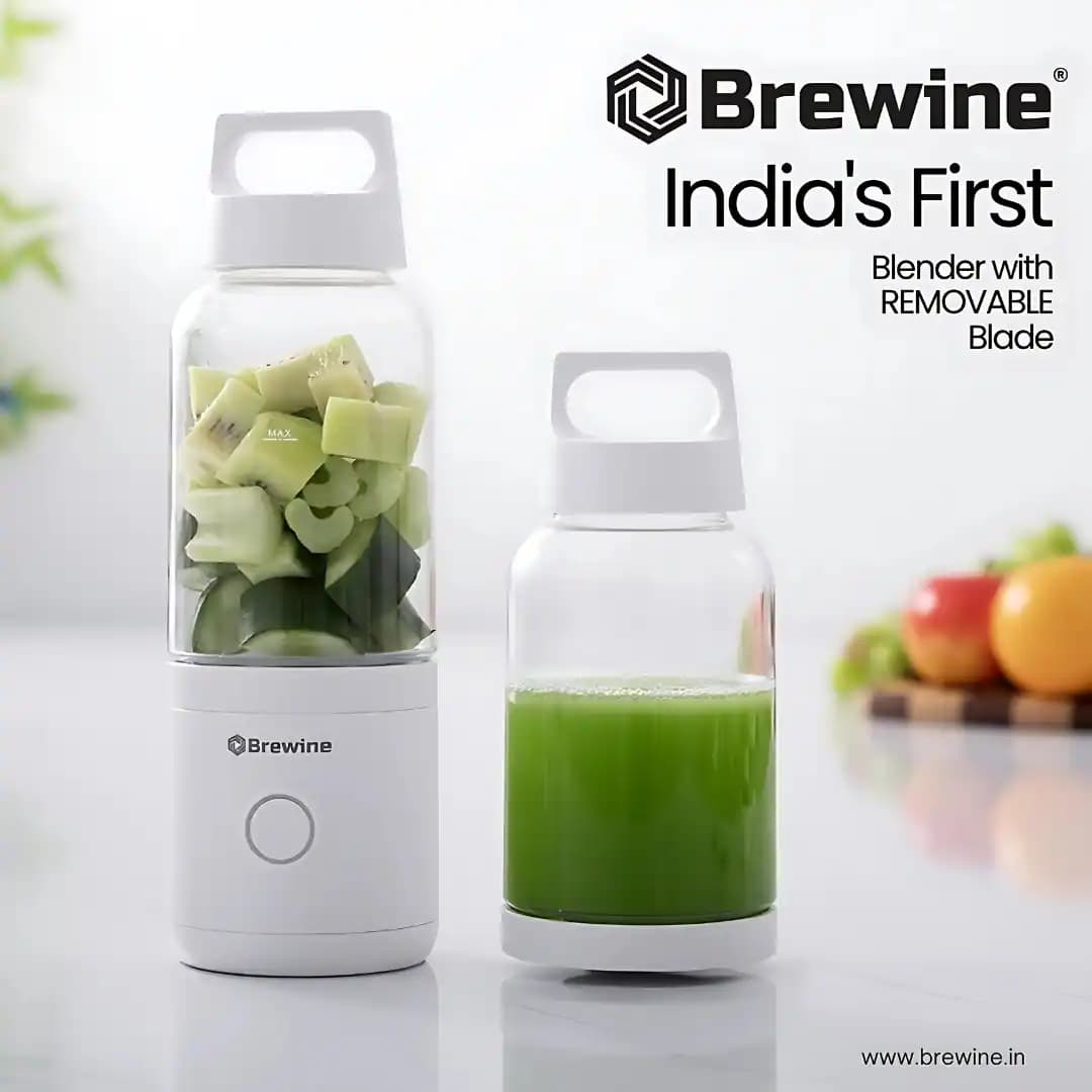 Brewine USB Rechargeable 2-in-1 Portable Blender & Grinder White