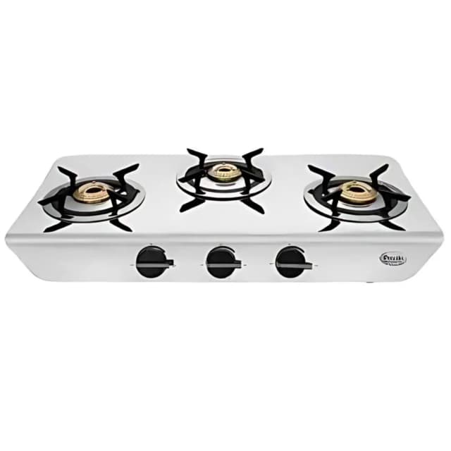 Preethi Stylo Steel 3B Silver Gas Stove