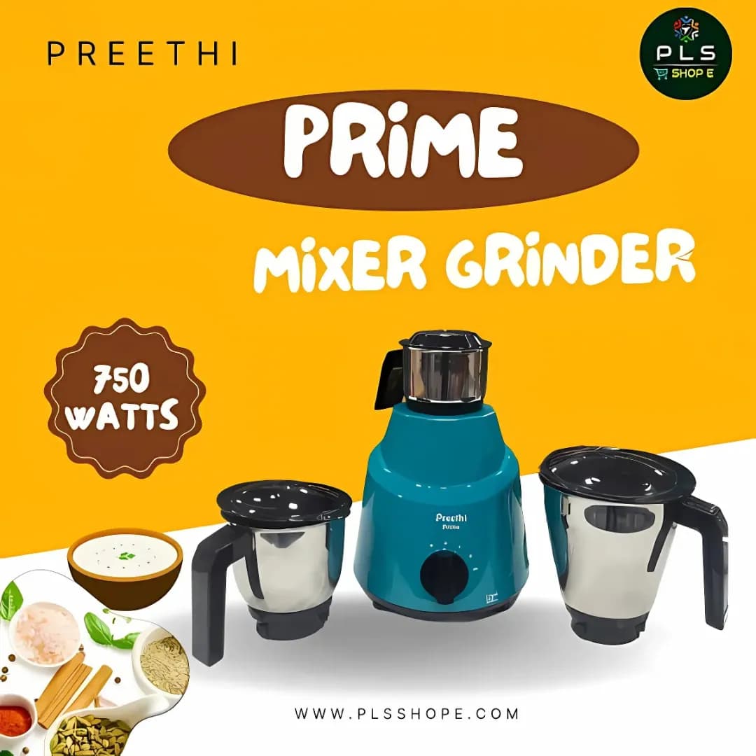 Preethi Prime Mixer 750 W Blue 3 Jar