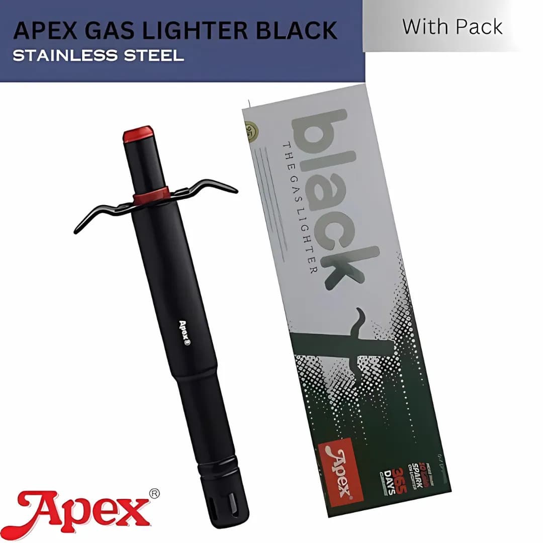 Apex Black Gas Lighter Stainless Steel Red