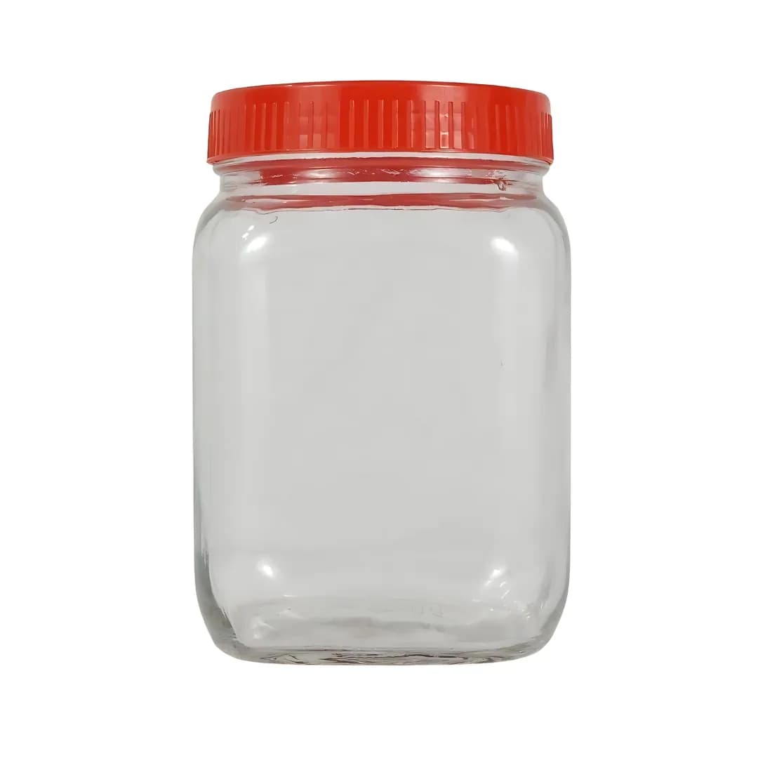 Glass Storage Container With Plastic Red Lid 1400ml