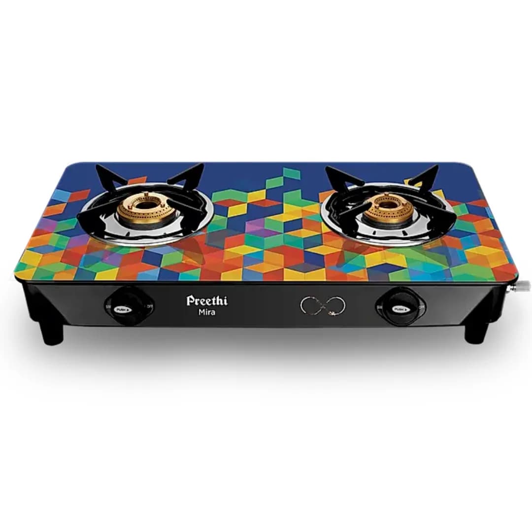 Preethi Mira Designer 2B Glass Top Black - Gas Stove