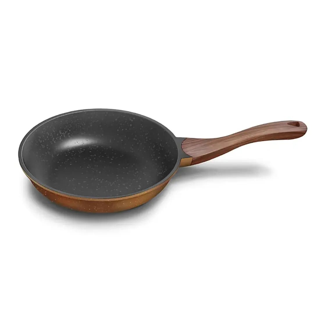 Preethi Artistic Non Stick Fry Pan 24 CM With Glass Lid Earthy Brown