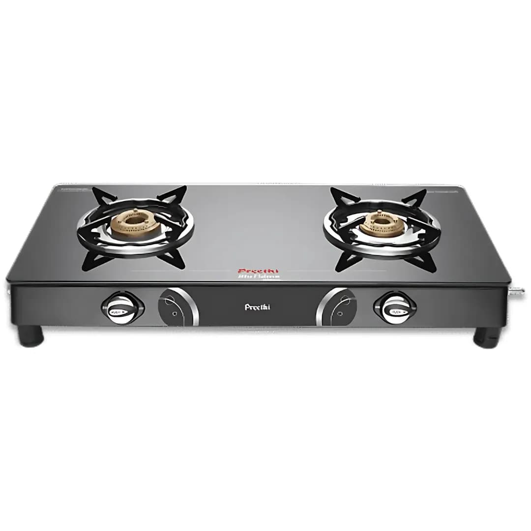 Preethi Gleam Glass Top 2B Black - Gas Stove