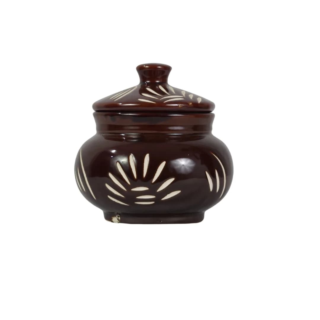 Ceramic Handmade Designing Brown Salt Jar