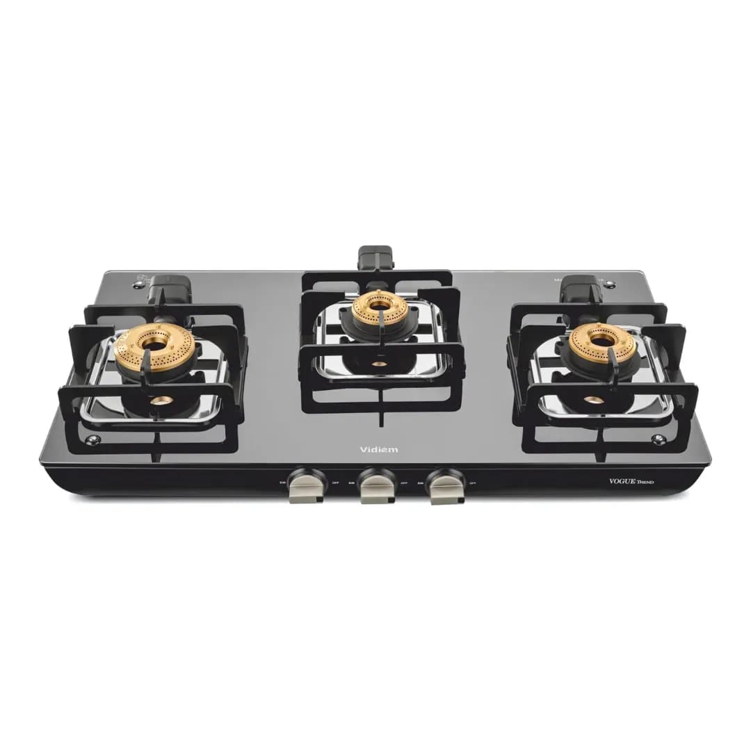 Vidiem Vogue Trend Glass Top 3B Black - Gas Stove