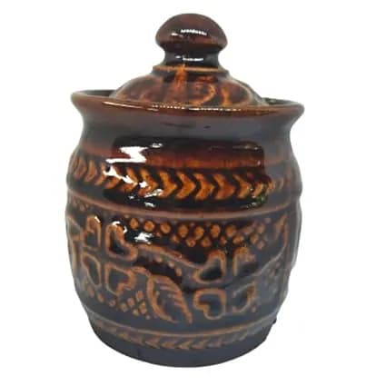 Ceramic Pickle Flower Designing Brown Jar