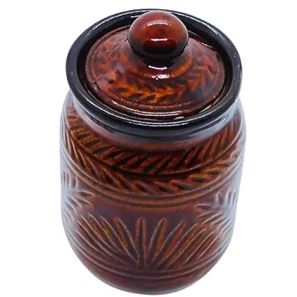 Ceramic Salt Designing Brown Jar